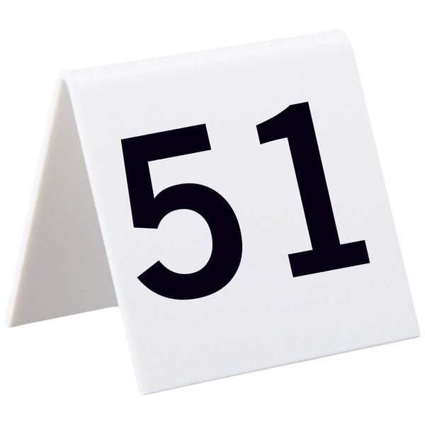 Alpine Industries 25 Pcs Acrylic Tent Style Table Numbers, 3"x3" (Numbered 51 Through 75)