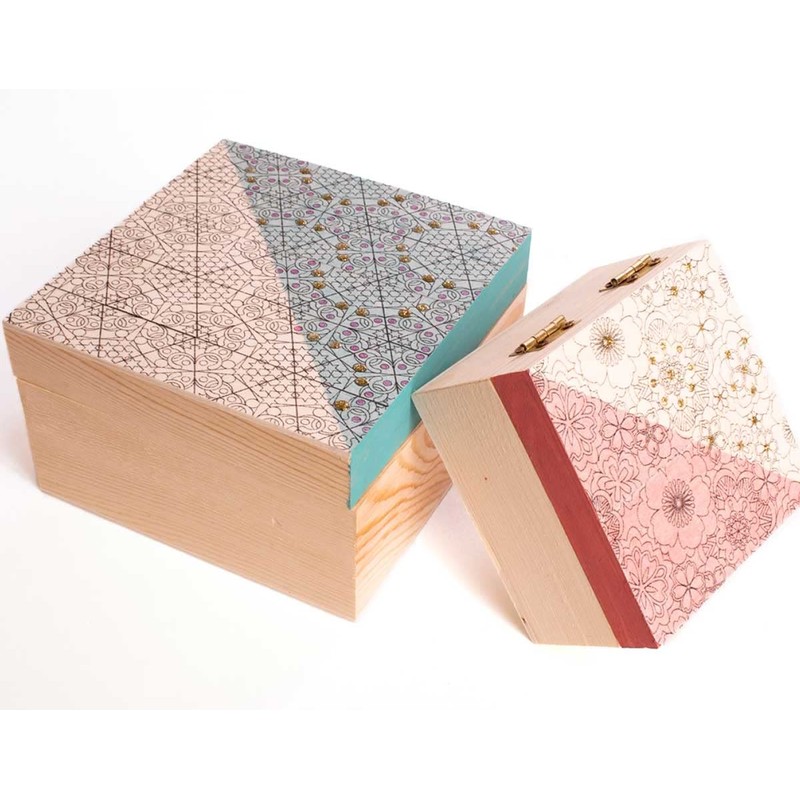 INNSPIRO Solid Pine Square Box 8.5 x 8.5 x 5