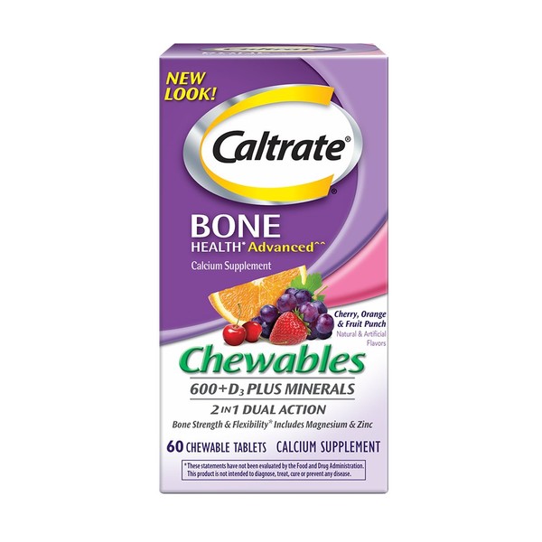 Caltrate Calcium & Vitamin D3 Supplement 600+D3 Plus Minerals Chewable Tablet,90 Count (Pack of 2)