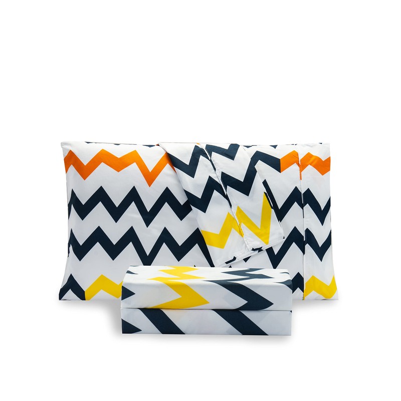 Valerian Chevron Printed Pillowcases 2-Piece Set Egyptian Quality 1500 Thread