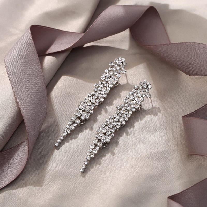 EVER FAITH Statement Earrings Rhinestone Crystal Banquet Long Chandelier Dangle