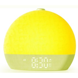 ARUQO Light Alarm Clock with Sunrise Simulation and Colour Changing Alarm Clock with LED Display, Alarm Clock, Grey