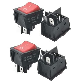 4pcs 30A 250V KCD2 KCD4 Rocker Switch DPST 4-pin Red Illuminated 120V Rocker Toggle Switch Open Close Heavy-Duty T125