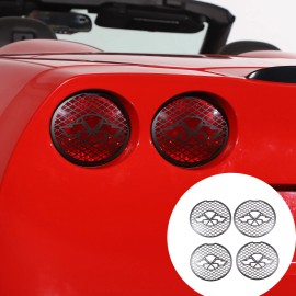 Carworld66 Stainless Steel Black Tail Light Trim Cover Fits For Corvette C6 2005-2013