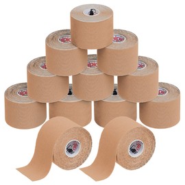 ALPIDEX Kinesiology Tape 1/3/6/12 Rolls Many Colours 5 m x 5 cm Application Brochure Elastic Waterproof Skin-Friendly Physio Muscle Tape Set, Colour: Skin-Coloured, Quantity: 12 Rolls