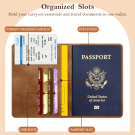 Fintie Passport Vaccination Certificate Protective Cover - Premium Faux Leather Passport Holder Travel Organiser with RFID Blocking for Credit Cards, ID, Travel Documents for Men and Women, X-vintage