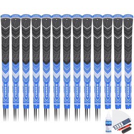 Gowolf Golf Grips Cord Rubber Multi-compound Golf Driver Irons Club 13pcs Golf Grips Colored Top Cover SL02 Pro with Full Kit (Blue,Midsize)