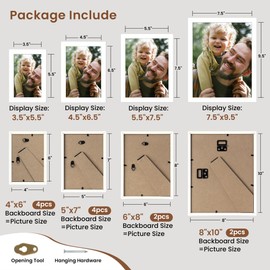 Heimlove White Collage Picture Frames Set of 12,Two 8x10,Two 6x8,Four 5x7,Four 4x6 Photo Frames,Gallery Wall Frame Set for Wall Mount or Tabletop Display