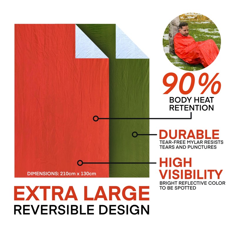 Soild Gears Outdoors Emergency Thermal Blanket, 210cm x 130cm Width,