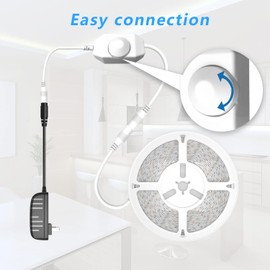 PHOPOLLO White LED Strip Lights , 25ft Dimmable 6500k Daylight White Led Light Strip, 460 LEDs Flexible Led Lights for Bedroom, Mirror, Kitchen Decoration