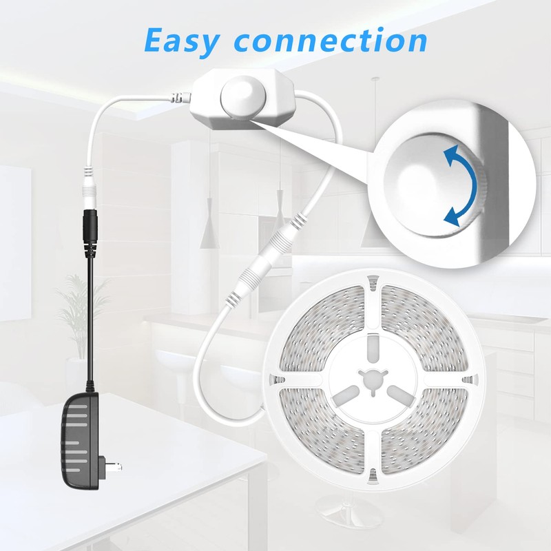PHOPOLLO White LED Strip Lights , 25ft Dimmable 6500k Daylight