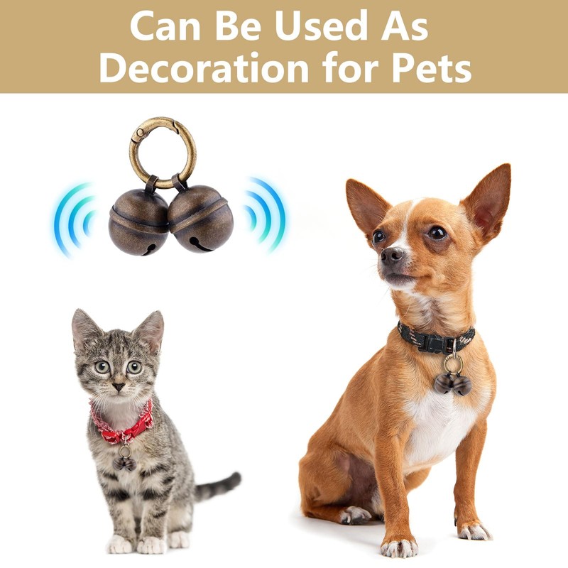 HARY 2Pcs Cat & Dog Bells for Collar Loud Vintage
