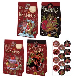 IRCOR Krampus Goodie Bags Krampus Decorations Krampus Gift Bags with Sealing Stickers Krampus Christmas Decorations Party Favors Bags for Kids Krampus Decor