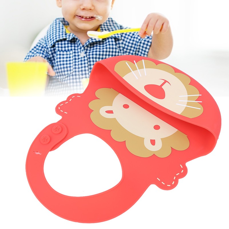 Baby Bib Washable Waterproof Superbib Reusable Infant Cartoon Feeding TowelRed