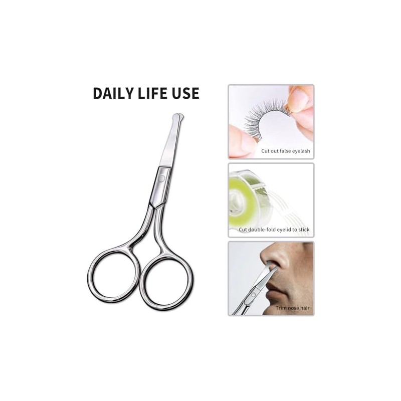 AsonTao Small Round Tip Nose Hair Scissors, Professional Grooming Scissors