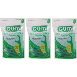 GUM Professional Clean Flossers, Fresh Mint, 90 Ct (Pack of 3)