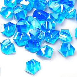 TeeLiy 180-190 PCS (3 Cups) Acrylic Blue Crushed Ice Rock Crystals Treasure Gem Plastic Fake Ice for Vase Fillers Decoration, Table Scatters, Event, Wedding, Arts & Crafts, Home Birthday Decoration