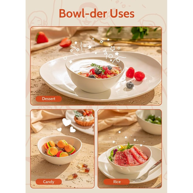 Sweese 8 Inch Porcelain 42 oz Serving Bowls Set of