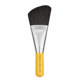 Bdellium Tools Travel 990 Angled Face - Short Wooden Handle for Convenient Travel and Professional Makeup Brush for the application of Bronzing (Yellow, 1pc)