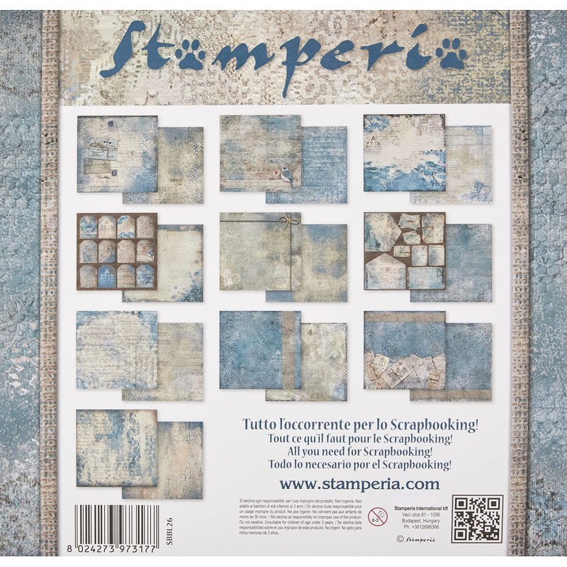 Stamperia Blocco Carta Scrap Double Face 10 Fogli, 5 (12"x12")