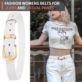 wolksprong Womens Belts for Jeans 1.1" Width Ladies Belts for Dresses Full Grain Leather Gold Buckle Belt Gift Box
