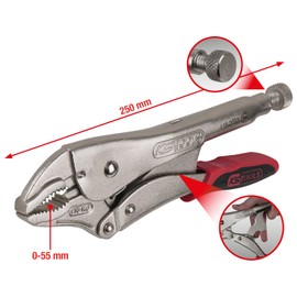 KS Tools 115.2033 Grip Pliers with Easy-Release 55 mm Length 225 mm