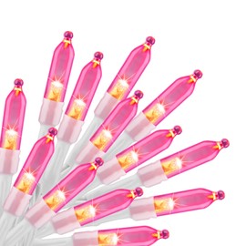 Battery Operated Christmas String Lights, 8ft 20 LED Mini Lights with Timer, Christmas Tree Lights for Indoor Outdoor Bedroom Wedding Party Holiday Xmas Decoration，Pink