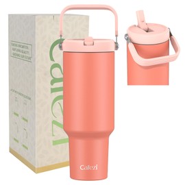 Cafezi 40 oz Tumbler with Lid and Straw, Stainless Steel Vacuum Insulated Tumblers with Flip Straw and Top Handle, Reusable Insulated Water Bottle for Home, Office, Leakproof, Fit in Cup Holder