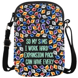 WCGXKO Video Game Gift Game Gift Funny Gaming Zipper Messenger Bag Gamer Messenger Bag (I WORK HARD CR)