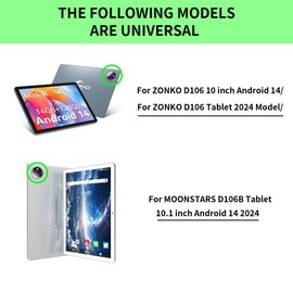 FIEWESEY for ZONKO D106 10 inch Android 14 Tablet Case,for VOZIZOV D106 Case,Heavy Duty Shockproof Kids Cover with Shoulder Strap Kickstand for ZONKO D106/MOONSTARS D106B Tablet (Green/Pink)