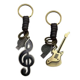 2 Pieces Retro Rope Keychains, Creative Keychains, Music Element Keychains, Gift Keychains, Decorative Keychains, bronze, Unit size, Modern