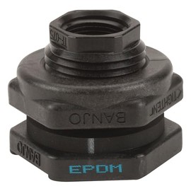 Banjo, TF075, Bulkhead Tank Fitting, 3/4 In, Black, Poly