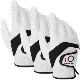 Golf Gloves for Men 3 Pack Natural Lambskin and Synthetic Leather Combination Soft Soft Elastic Breathable Non-Slip Grip Rain Sweat Resistant All Weather Golf Wear SWPY-610 (Right Hand (Set of 3), 25)