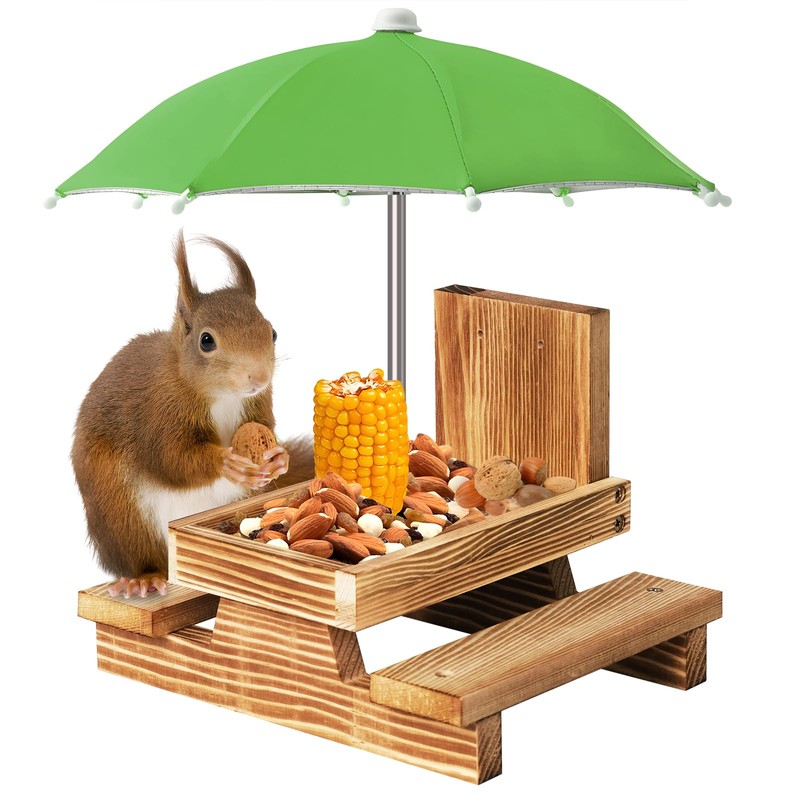 Gnodary Squirrel Feeder with Umbrella, Squirrel Feeders for Outside, Squirrel