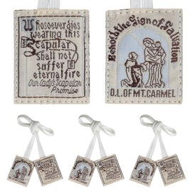 TALPGOD Scapulars Catholic, 3 Pack Bulk Brown Scapular Of Our Lady Of Mount Carmel, Escapularios Catolicos Scapular Catholic Gift For First Holy Communion and Confirmation Mexican Folk Art Decoration