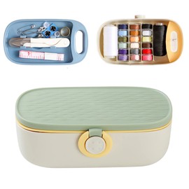 Portable Sewing Kit with Storage Box, Basic Sewing Accessories for Home, Perfect Sewing Case for Beginners Travel and Emergency Use (Light Green)
