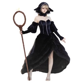 miccostumes Women's Costume Elf Cosplay Black Dress with Headscarf Sleeves and Ears (black, XL)