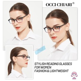 OCCI CHIARI Square Reading Glasses Women Fashion 0 1.0 1.5 2.0 2.5 3.0 3.5 (Purple, 3.0)