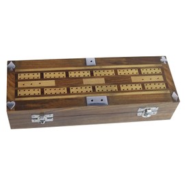 Middle-England Wooden Cribbage Dominoes Playing Cards Traditional Collectable Sheesham Wood Set