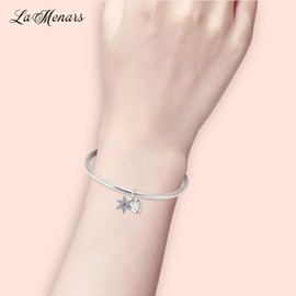 LaMenars Snow and Love Charm for 925 Sterling Silver for Women's Bracelets & Necklaces Dangle Pendant for Christmas Day Valentine's Day Mother's Day Gifts for Girls