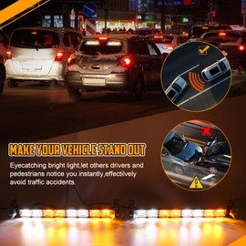 OPPBUY Amber White Traffic Advisor Light Bar,16 Inch 96 LED Warning Flashing Safety Dash Front/Rear Windshield Light with 60 Flashing Modes for Construction Vehicles Trucks
