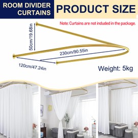 zyiesrsq Curtain for Beauty Salon, Beauty Salon Privacy Partition Curtain, Wall Hanging Room Dividers Without Curtain, U-Shaped Room Rod with Ceiling Support,for Bedroom Hotel (Gold Rod)