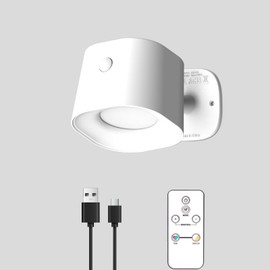 Battery Operated Wall Sconce, Motion Sensor Wall Lights with Remote Control, 11 Lighting Modes, Magnetic Ball 360° Rotation Wireless Wall Lamp for Bedroom Bedside