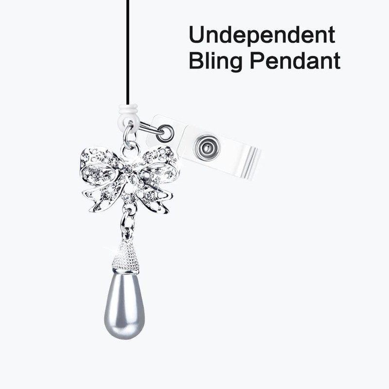 Qinsuee Handmade Bling Rhinestones Retractable Badge Reel, Name Badge Holder