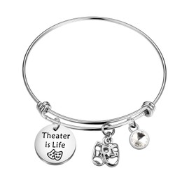 WSNANG Theatre Drama Gift Theater is Life Bracelet Broadway Lover Gift Drama Student Graduation Gift Inspirational Theatre Mask Jewelry for Actor Actress (Theater is Life Bracelet)