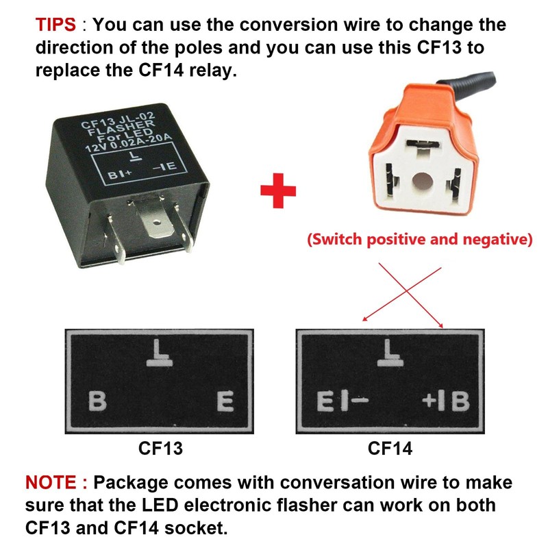 x xotic tech 1pc 3-pin LED Flasher Relay w/Exchange Connector
