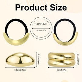4pcs Metal Hair Ties, Gold Hair Ties Ponytail Hair Cuff 2 Styles Women Elastic Hair Ties Geometric Hair Cuffs for Thick Long Short Hair Gold Hair Accessories Ponytail Holders for Women Gift