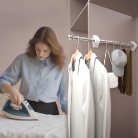 Valet Rod for Closet – Heavy-Duty Extendable Clothing Rail, Adjustable Pull-Out Wardrobe Organizer, Easy Installation for Bedroom, Laundry Room & Walk-In Closets (13"-22" Adjustable)