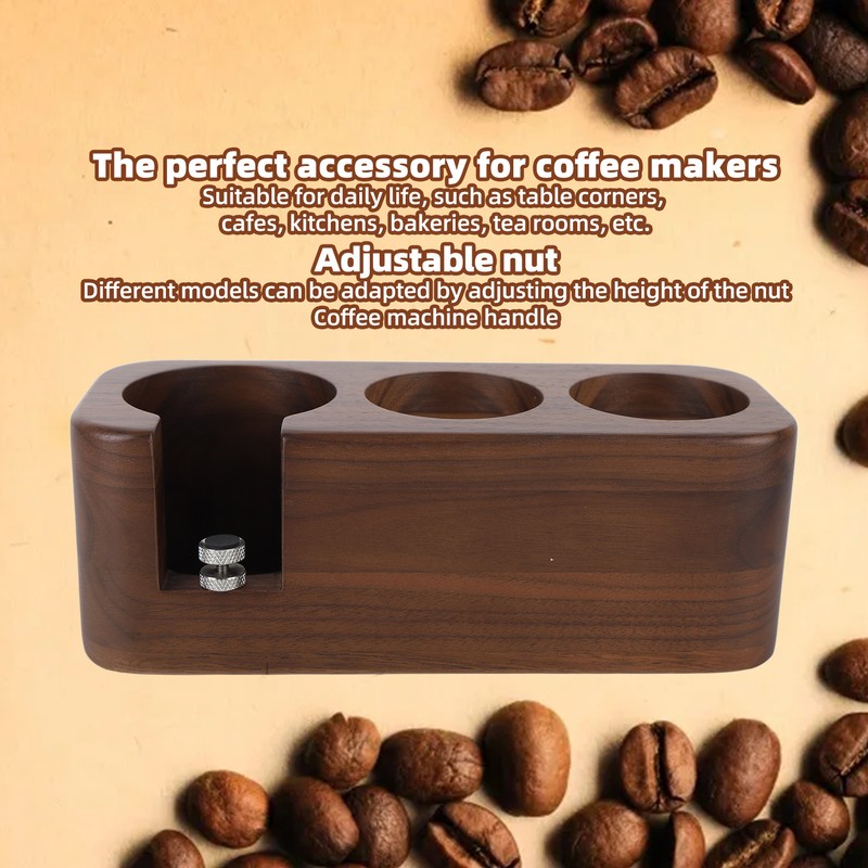 Coffee Tamper Holder 3 Holes Walnut Wood Prevent Slip Stable
