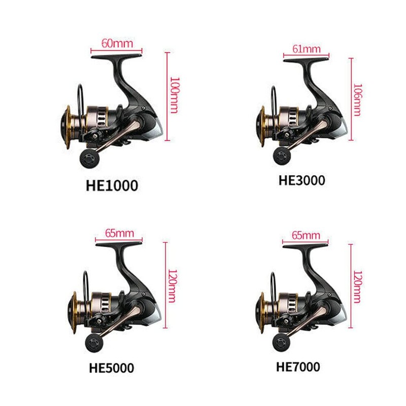 Fishing Reels HE1000-7000 Max Drag 22 LBS High Speed Metal
